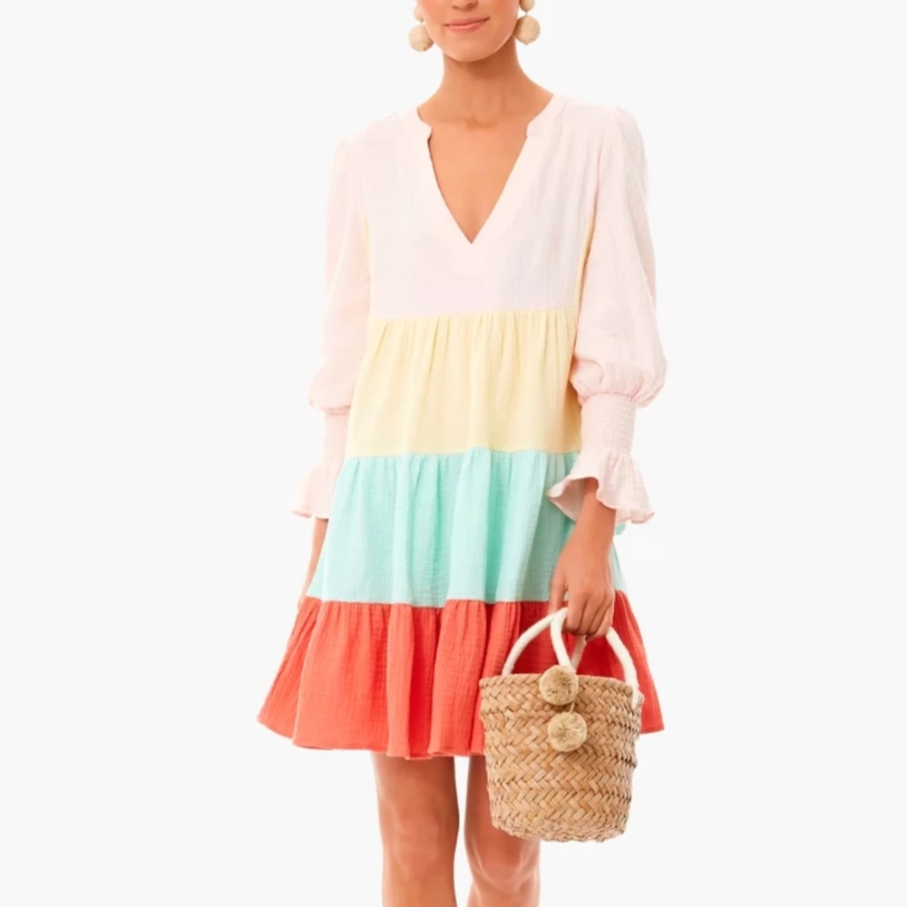 Pomander Place Sorbet Colorblock Lightweight Gauze Kenzo Dress